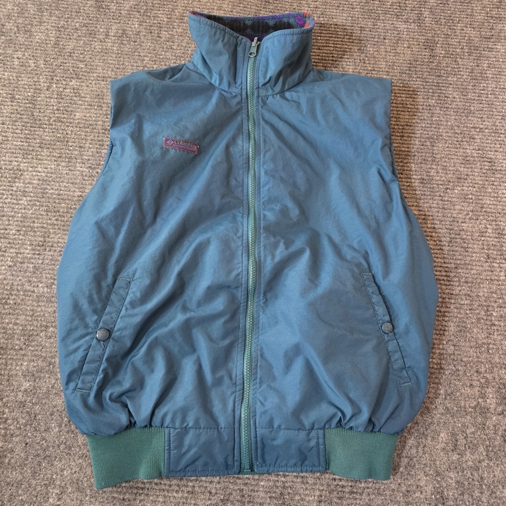 Vintage Columbia Reverseable Vest Mens Medium Green Full Zip
